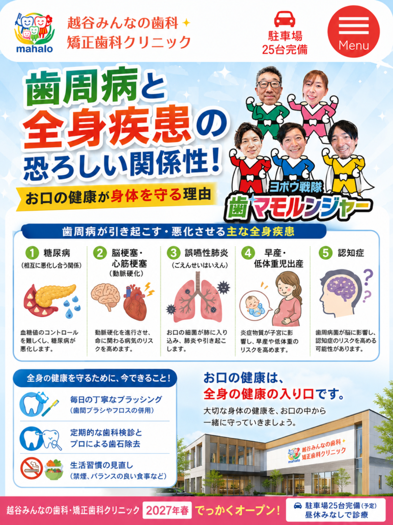 歯周病と全身疾患の恐ろしい関係性！お口の健康が身体を守る理由